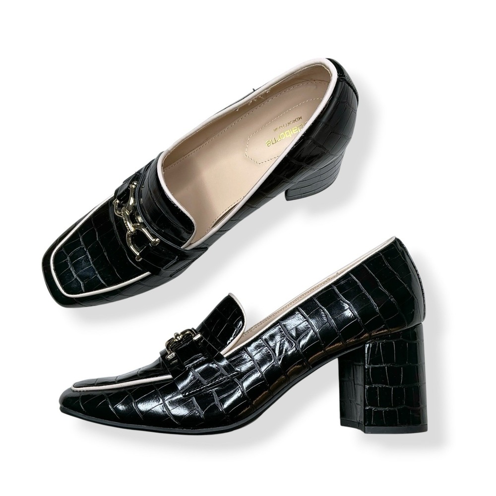 Liz Claiborne Heels Women 10M Black Block Heel Malone Embossed Embellished